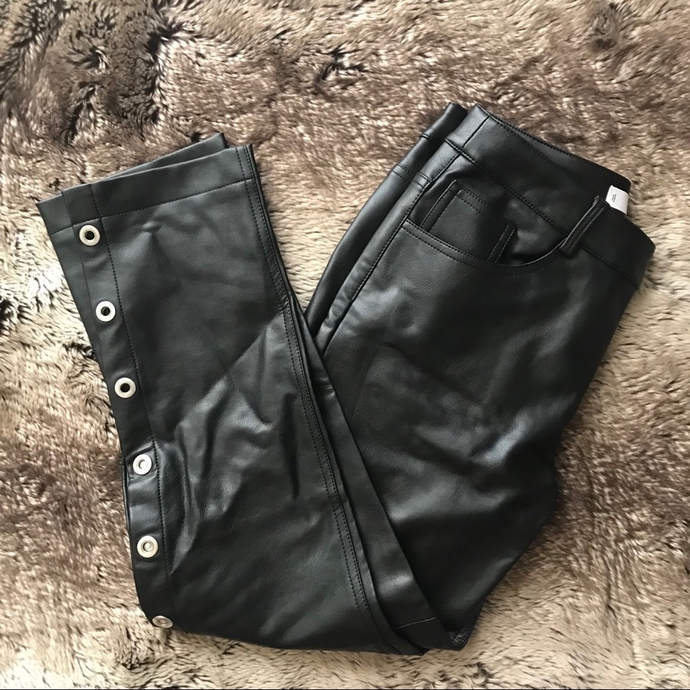 Mango Leather Snap Button Pants NEW